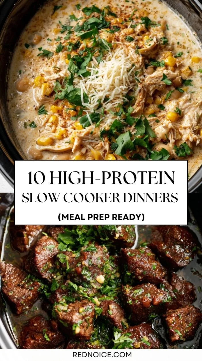 10 High Protein Slow Cooker Dinners (Meal Prep Ready) 9 High protein slow cooker dinners meal prep recipes