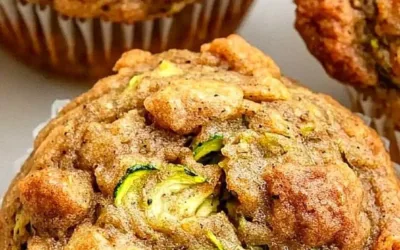 Freshly baked easy morning zucchini muffins on a cooling rack