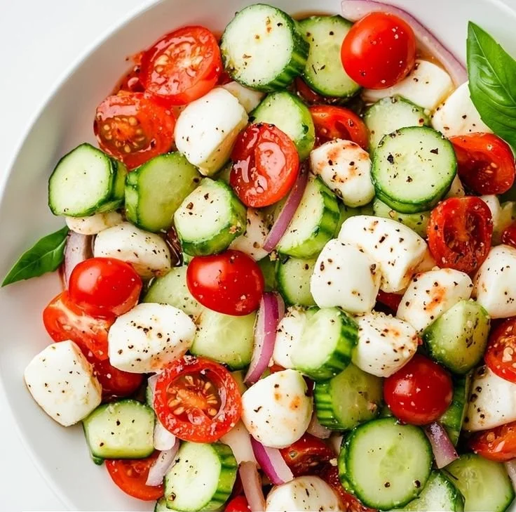 Juicy Cucumber Caprese Salad