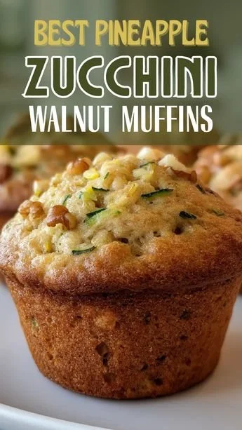 Pineapple Walnut Zucchini Muffins 8 Delicious Pineapple Walnut Zucchini Muffins on a plate